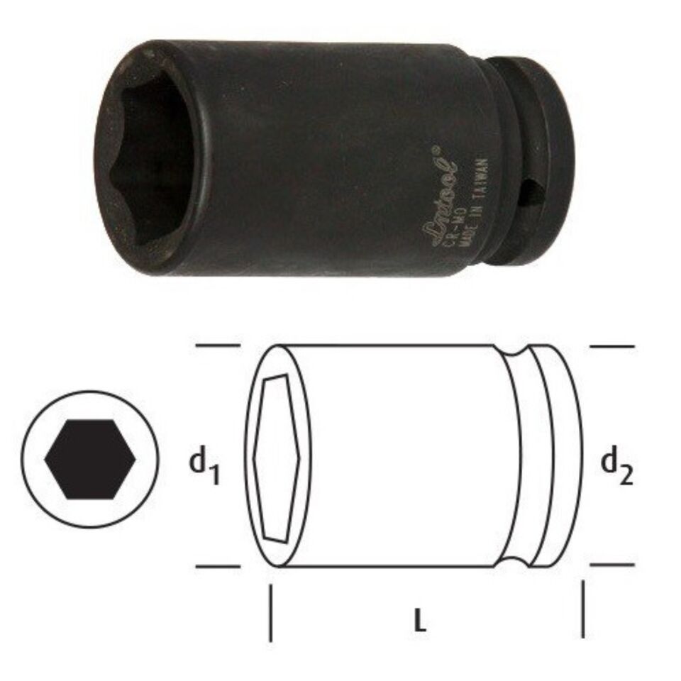 Osaka Altı Köşe Derin Lokma 32 Mm 1'' Ln1d32