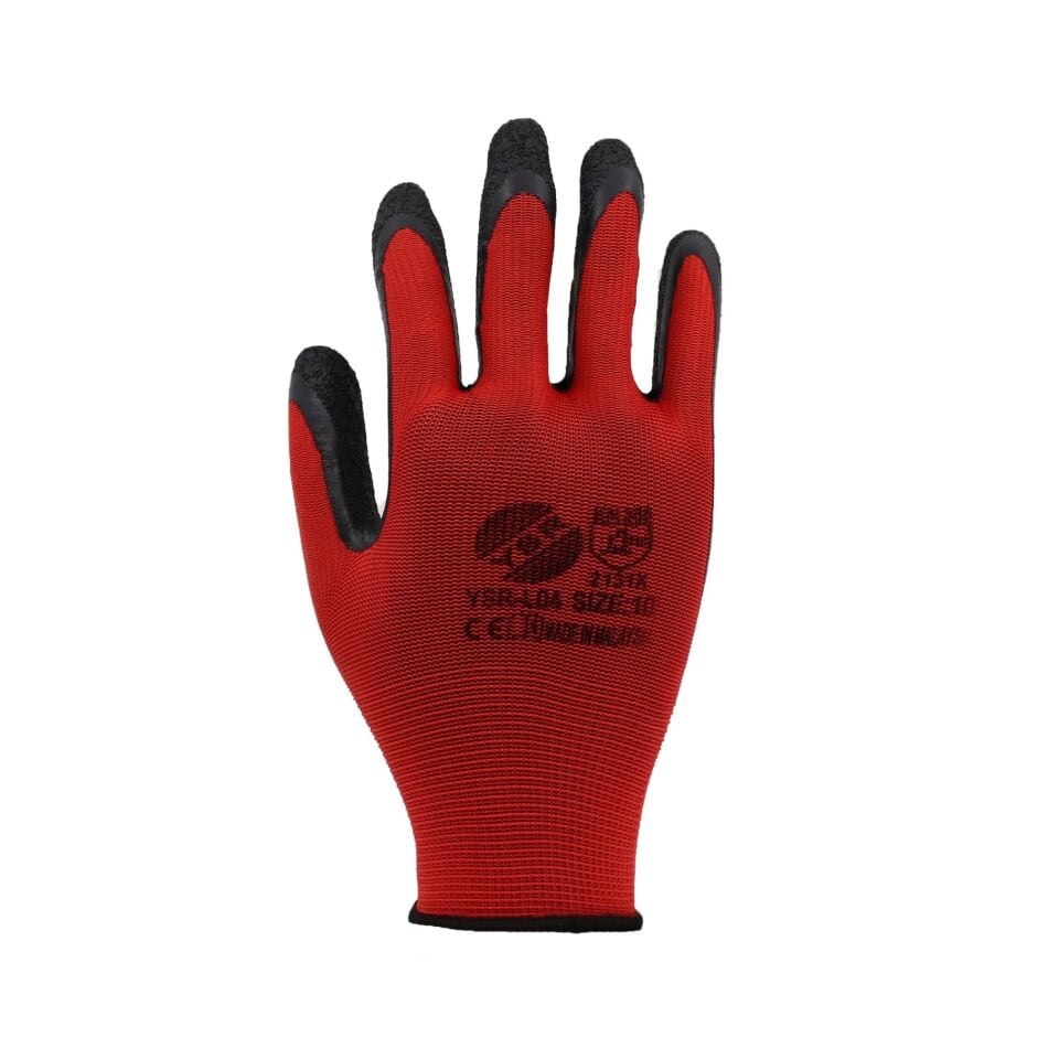 Ysr Lateks Eldiven Kırmızı Siyah Ysr-l04 No:10