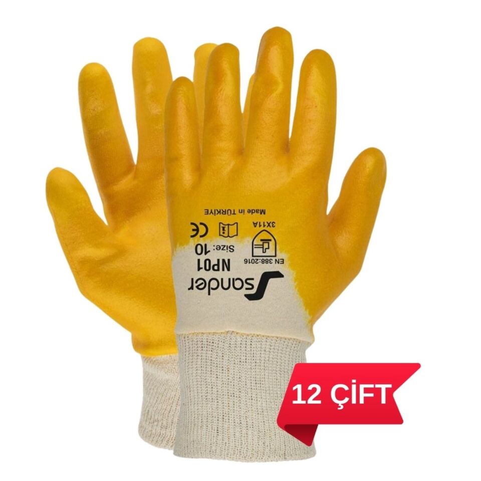 Sander Np01 Nitril Eldiven Sarı No:10