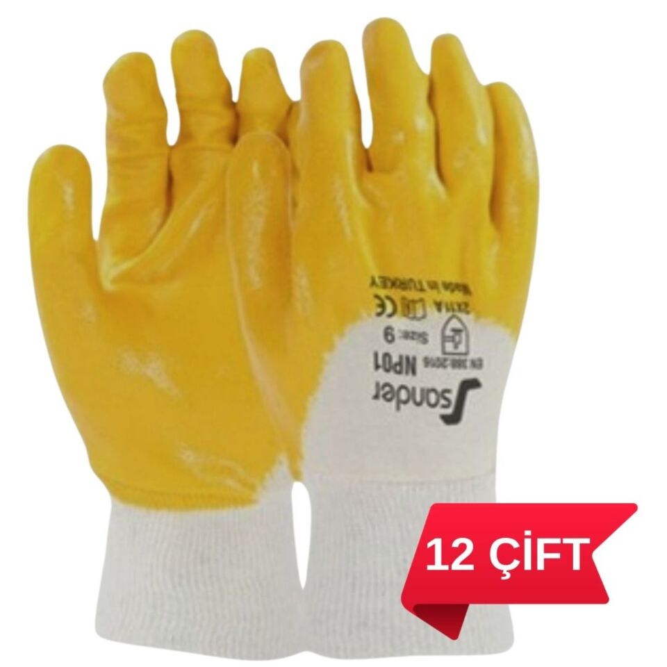 Sander Np01 Nitril Eldiven Sarı No:9