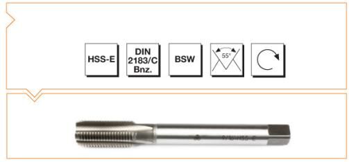MTE Makina Takım HSS-E DIN 2183/C Whitworth Vidalı Düz Kanallı Makina Kılavuzu W 5/16 B00105920794