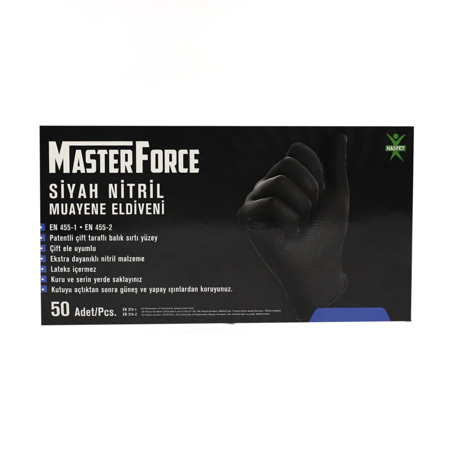 Master Force Siyah Nitril Eldiven L (pk 50 Adet)
