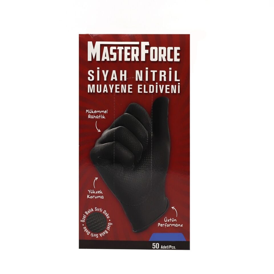 Master Force Siyah Nitril Eldiven M (pk 50 Adet)