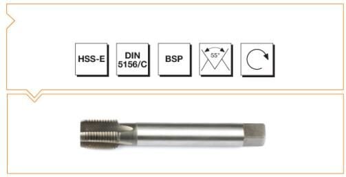 MTE Makina Takım HSS-E DIN 5156/C Whitworth Boru Vidalı Düz Kanallı Makina Kılavuzu G 3/8 B00109581666