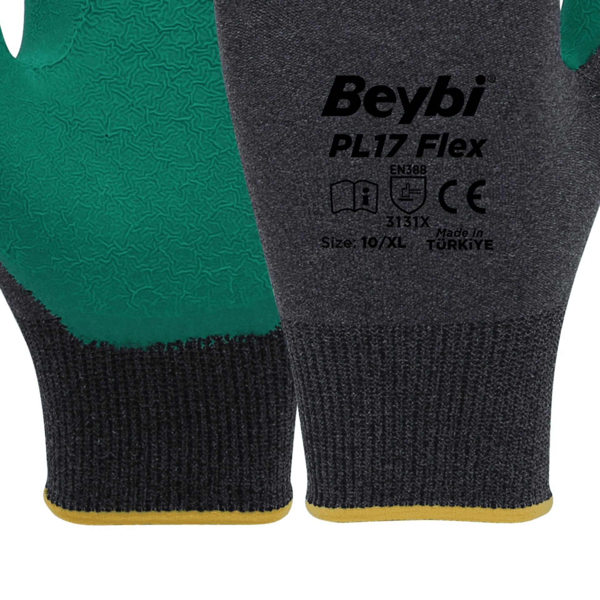Beybi Pl-17 Flex Lateks Eldiven Yeşil- Gri No:10