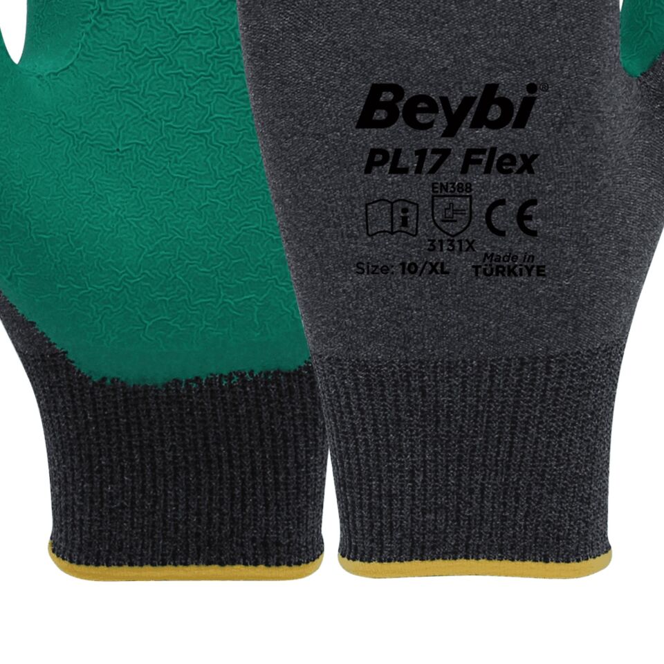 Beybi Pl-17 Flex Lateks Eldiven Yeşil- Gri No:10
