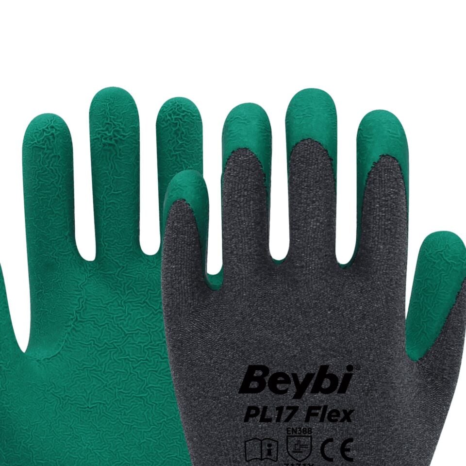 Beybi Pl-17 Flex Lateks Eldiven Yeşil- Gri No:10