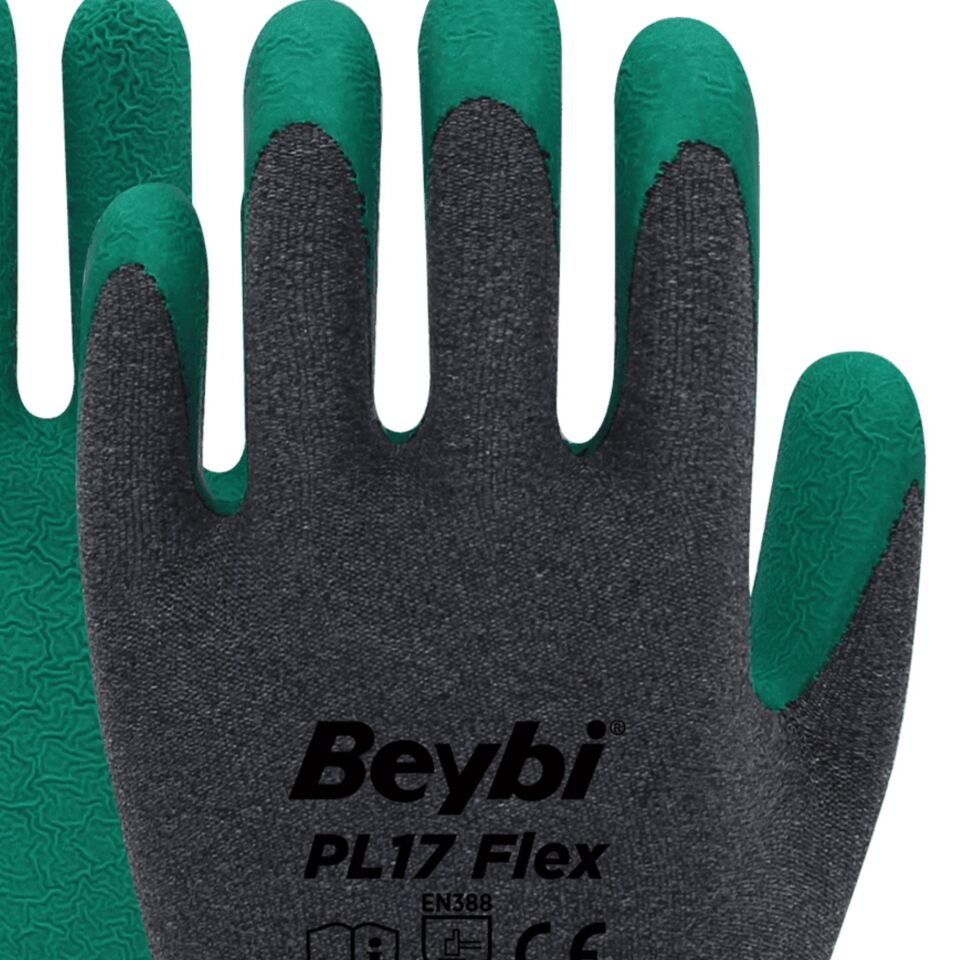 Beybi Pl-17 Flex Lateks Eldiven Yeşil- Gri No:9