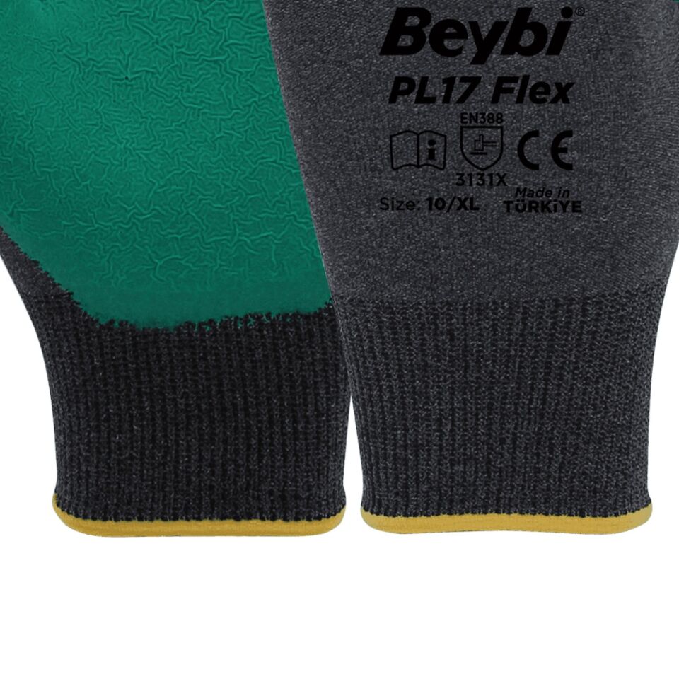 Beybi Pl-17 Flex Lateks Eldiven Yeşil- Gri No:9