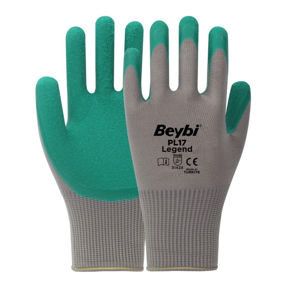 Beybi Pl-17 Legend Lateks Eldiven Gri-yeşil No:10