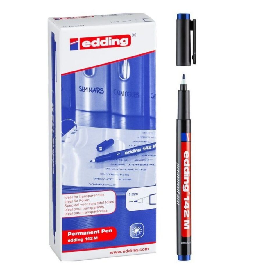 Edding 142 M Ohp Asetat Kalemi Mavi