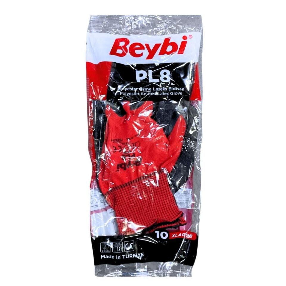 Beybi Pl8 Nitril Eldiven Kırmızı-siyah No:10
