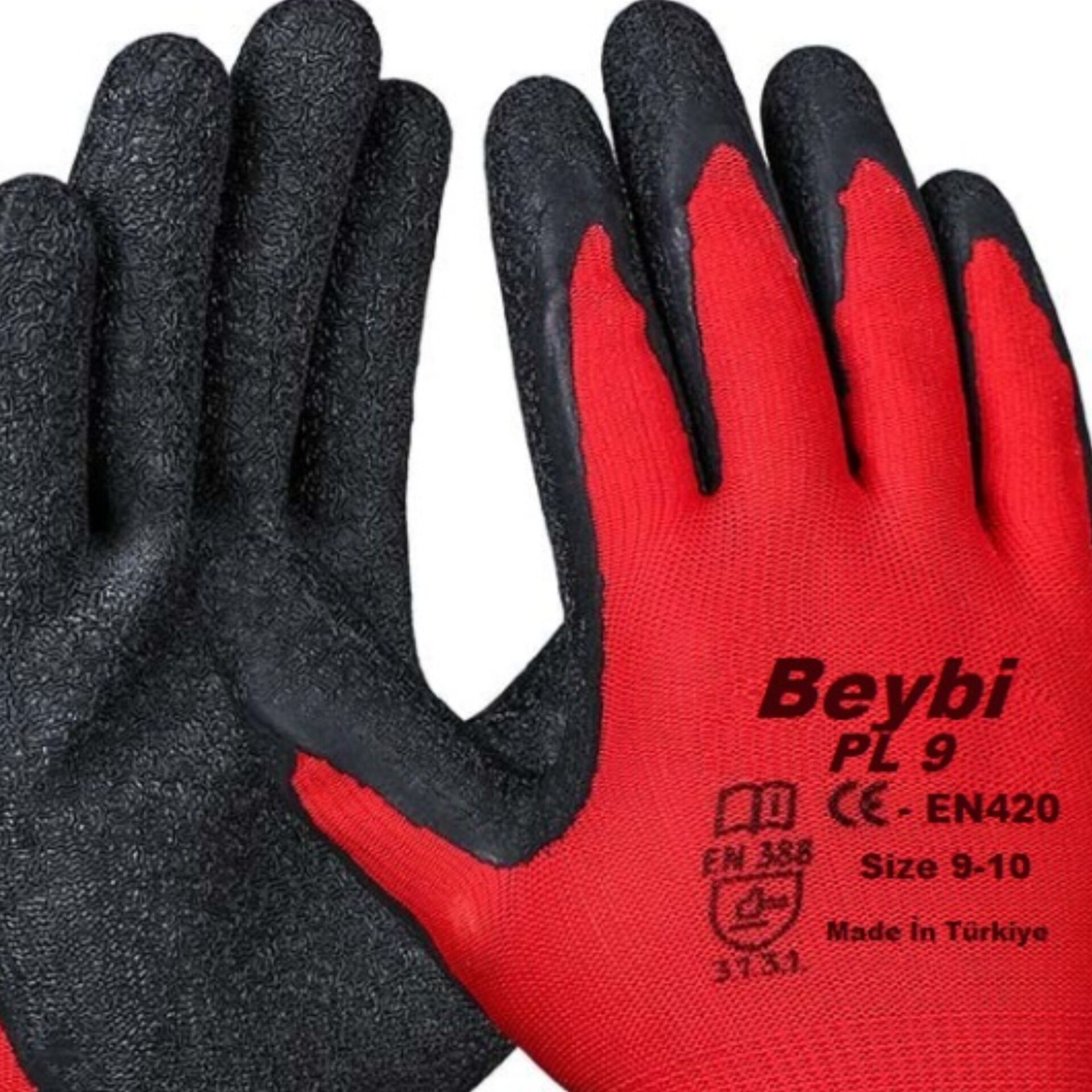 Beybi Pl9 Nitril Eldiven Kırmızı-siyah No:10