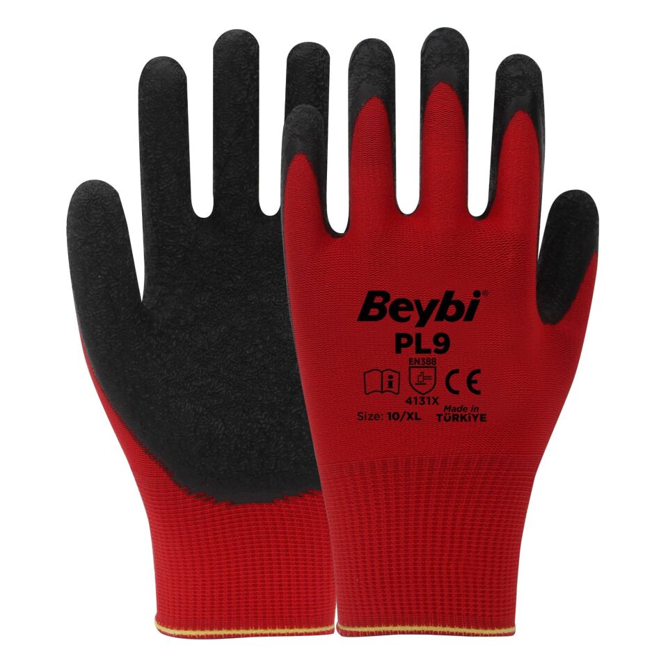 Beybi Pl9 Nitril Eldiven Kırmızı-siyah No:10