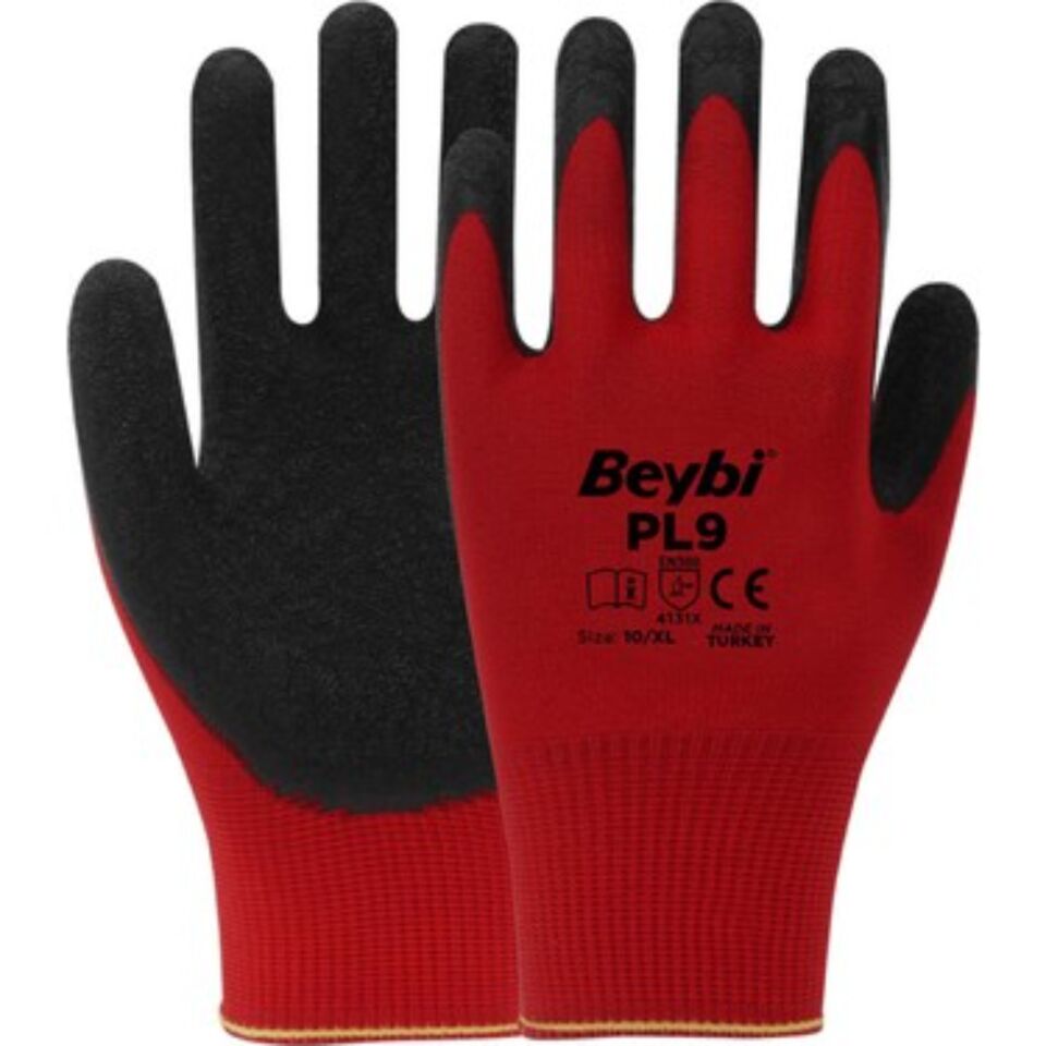 Beybi Pl9 Nitril Eldiven Kırmızı-siyah No:9