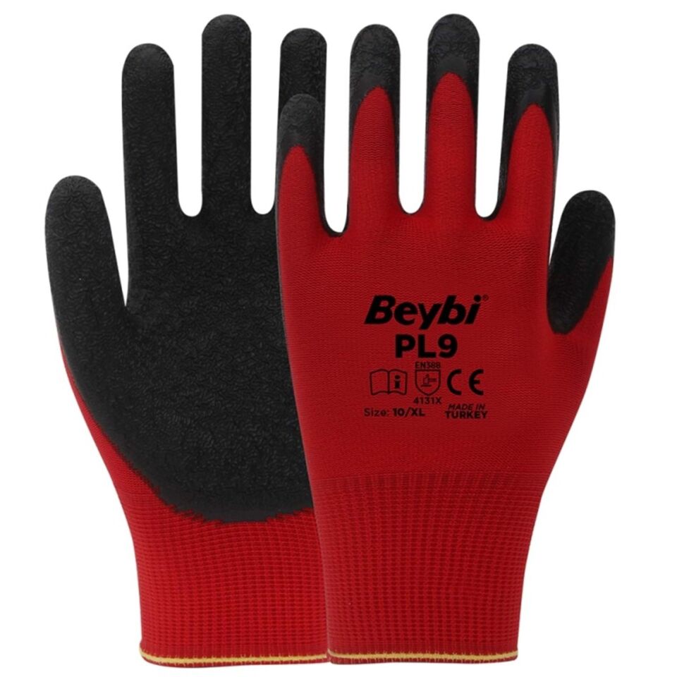 Beybi Pl9 Nitril Eldiven Kırmızı-siyah No:9