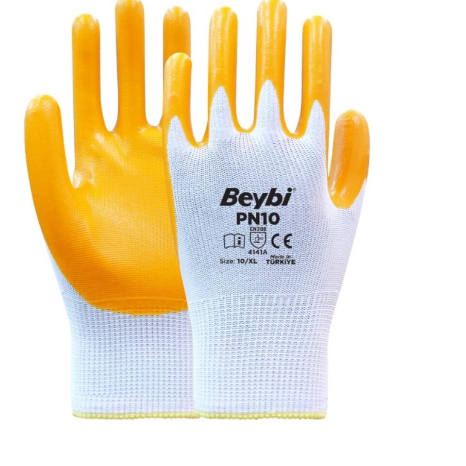 Beybi Pn10 Naylon Nitril Eldiven Sarı No: 10