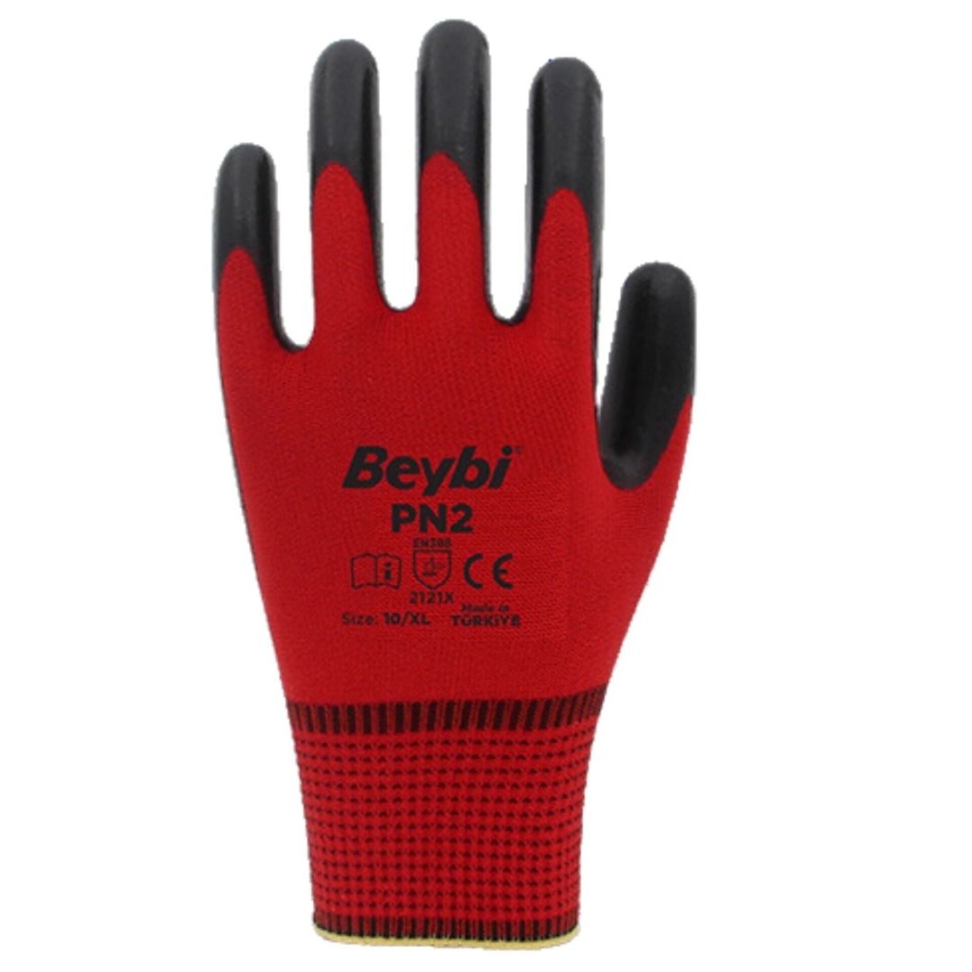 Beybi PN2 Eldiven Kırmızı-siyah NO:10 (504 Çift)