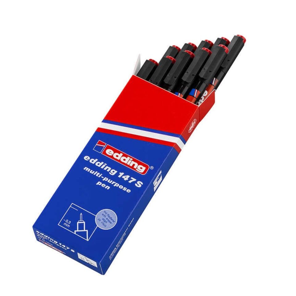 Edding 147 S Silgili Asetat Kalemi Kırmızı