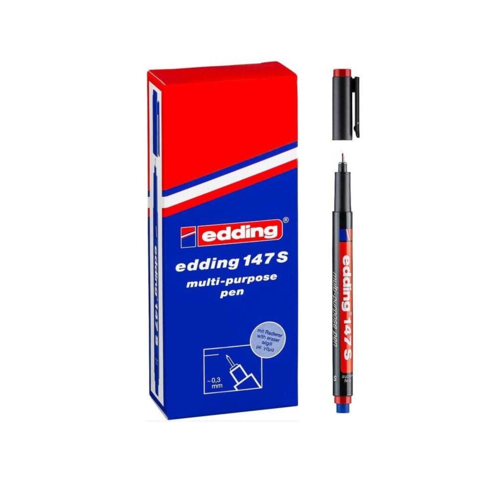 Edding 147 S Silgili Asetat Kalemi Kırmızı