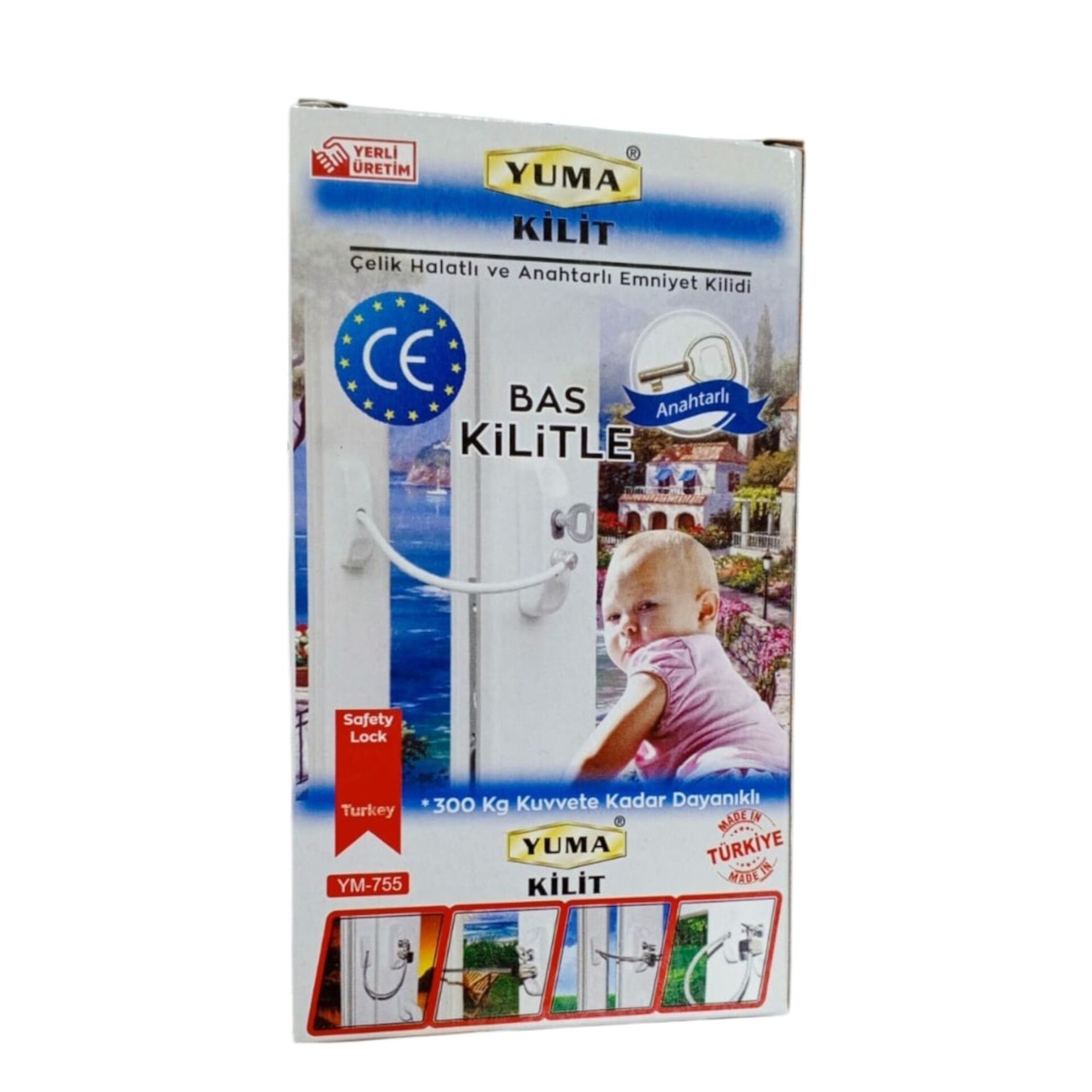 Yuma Çelik Halatlı Anahtarlı Mandal Beyaz Ym-755