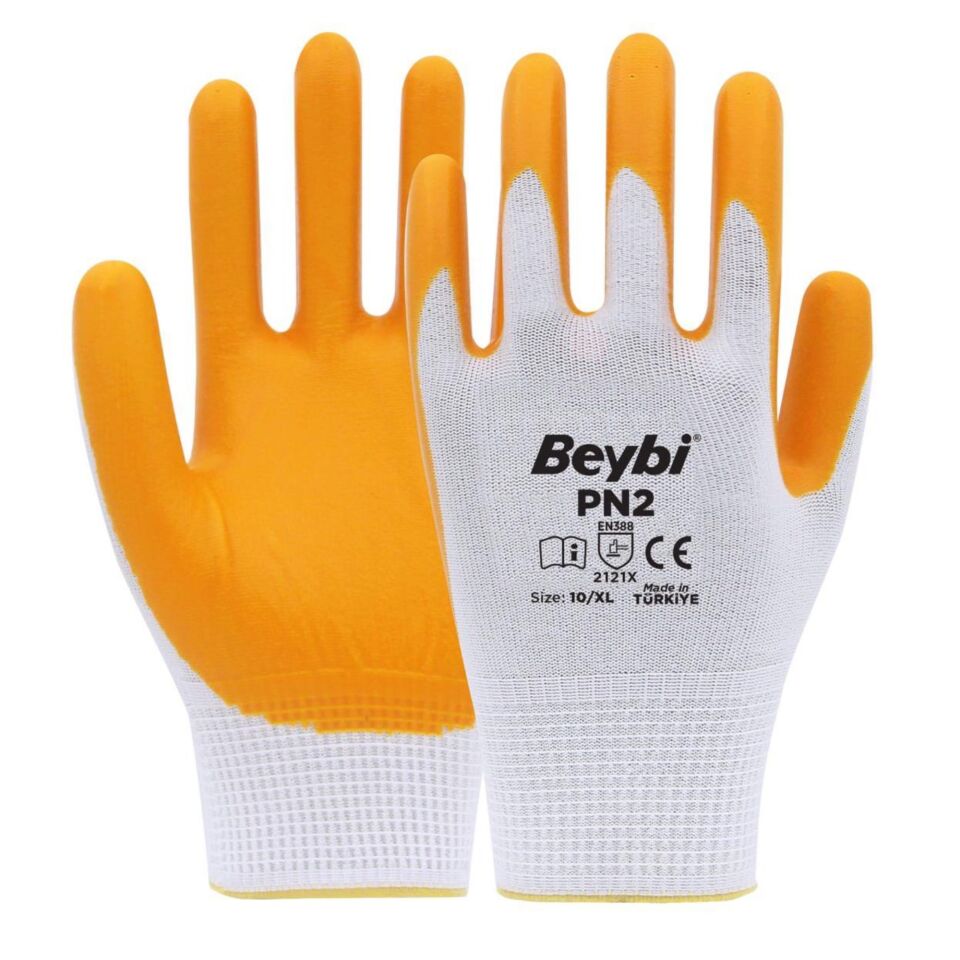 Beybi PN2 Naylon Nitril Eldiven Sarı No: 9 (504 Çift)