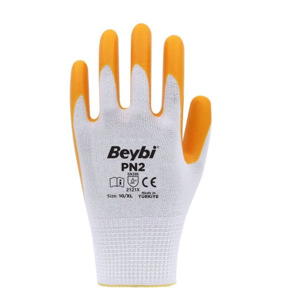 Beybi PN2 Naylon Nitril Eldiven Sarı No: 9 (504 Çift)