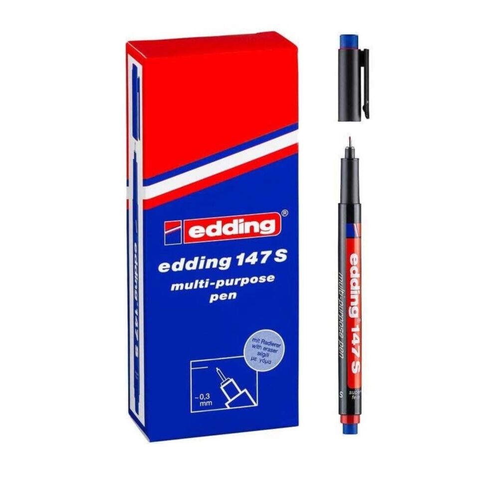 Edding 147 S Silgili Asetat Kalemi Mavi