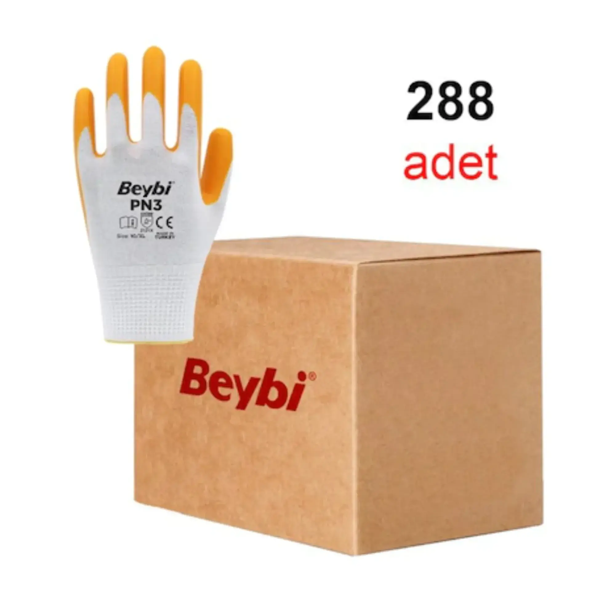Beybi PN3 Naylon Nitril Eldiven Sarı No: 10 (288 Çift)
