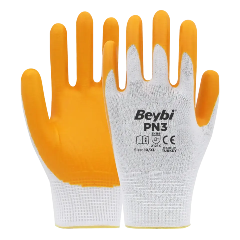 Beybi PN3 Naylon Nitril Eldiven Sarı No: 9 (288 Çift)