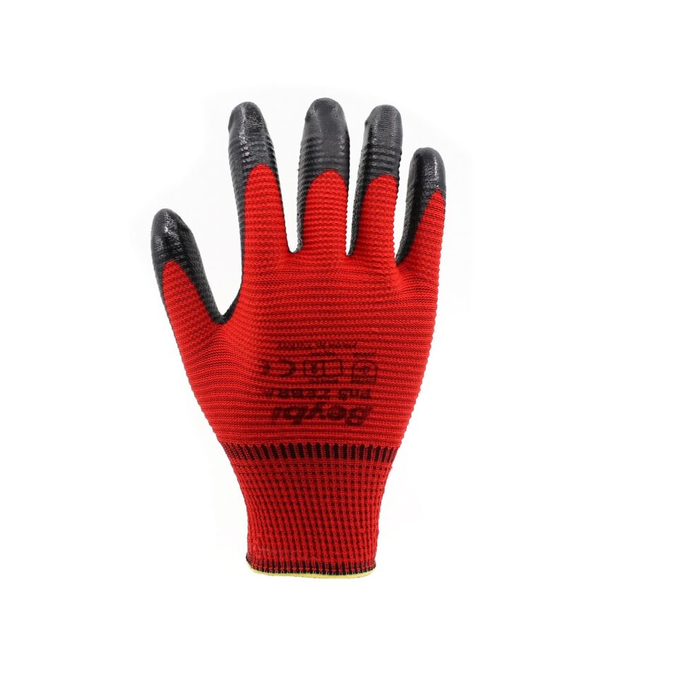 Beybi PN3 Zebra Eldiven Kırmızı Siyah No: 9 (288 Çift)