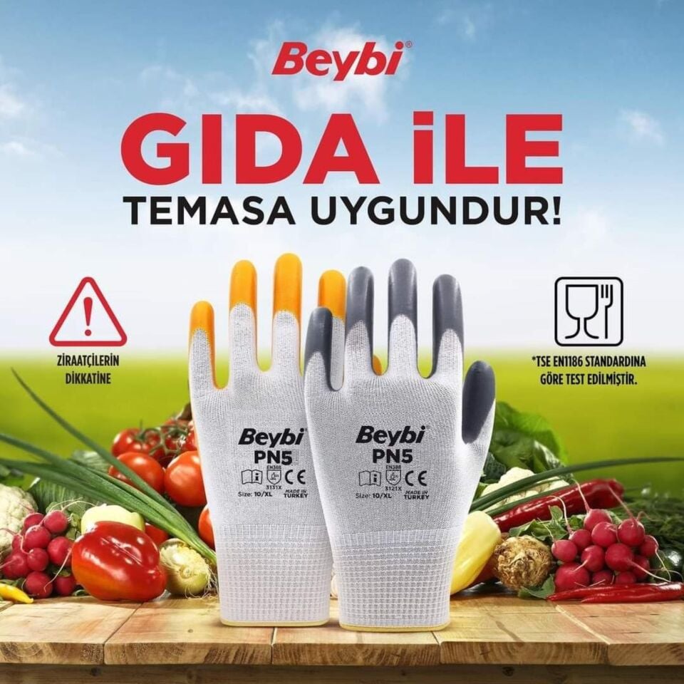 Beybi Pn5 Naylon Nitril Eldiven Sarı No: 10