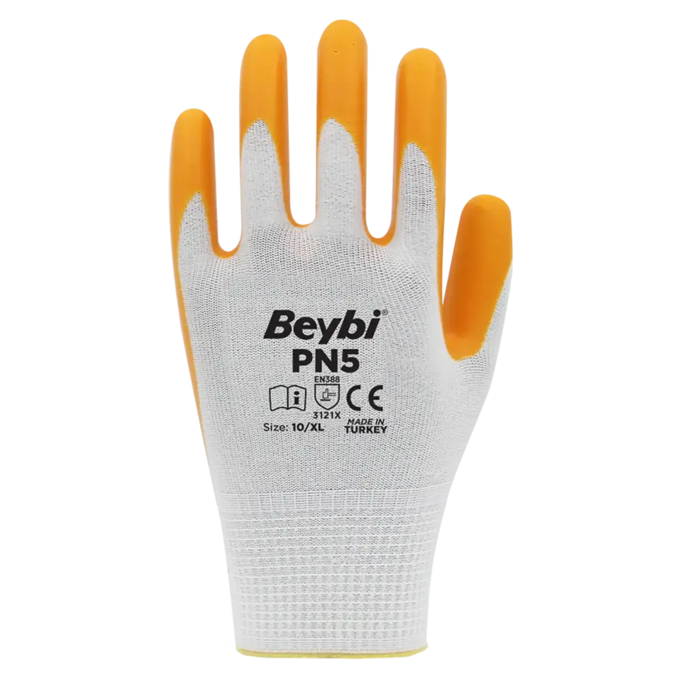 Beybi Pn5 Naylon Nitril Eldiven Sarı No: 10
