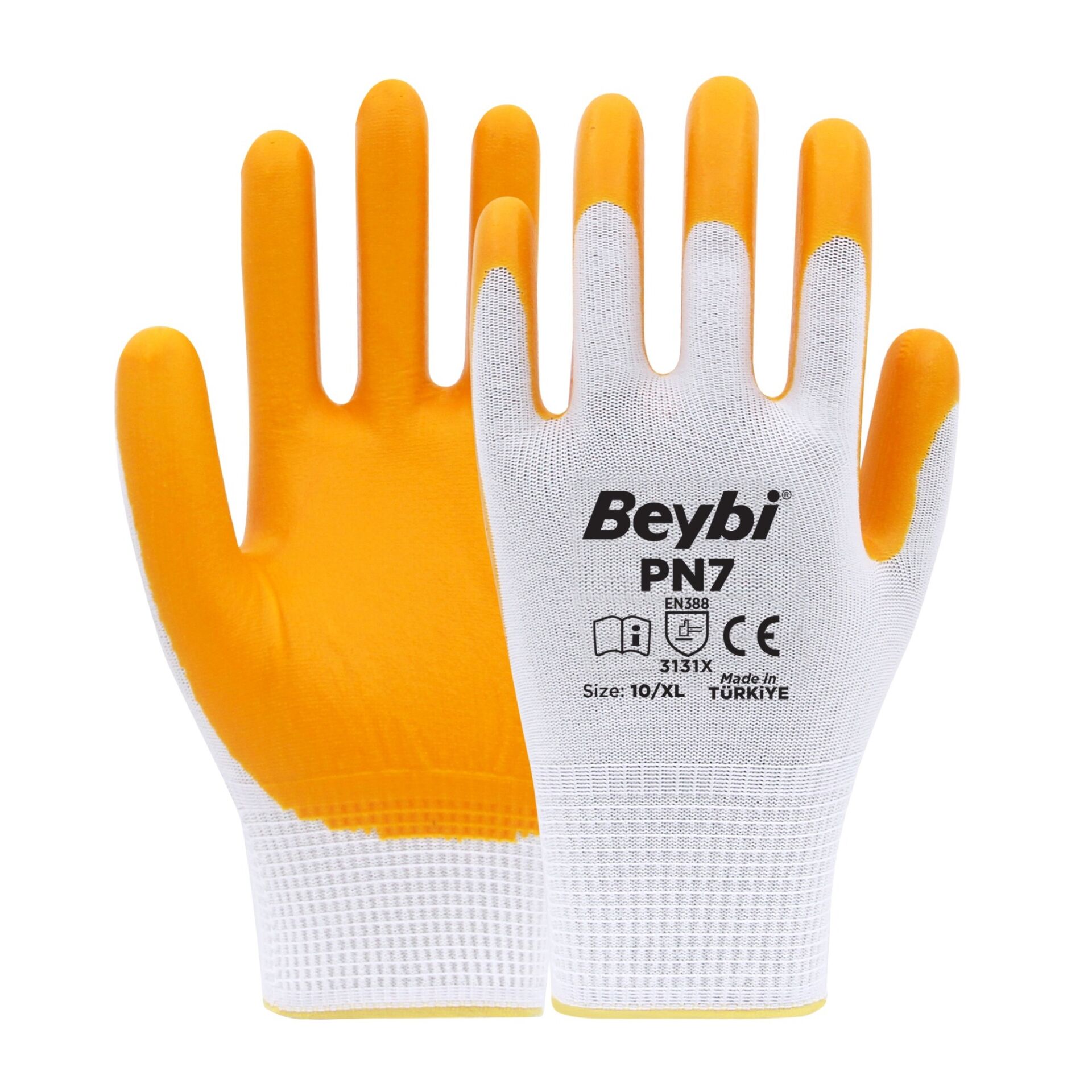Beybi PN7 Naylon Nitril Eldiven Sarı No: 9 (288 Çift)