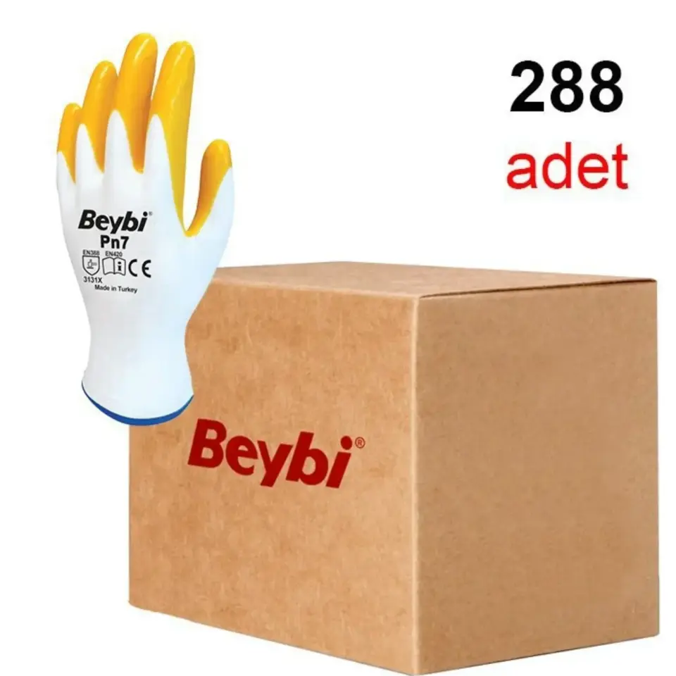 Beybi PN7 Naylon Nitril Eldiven Sarı No: 9 (288 Çift)