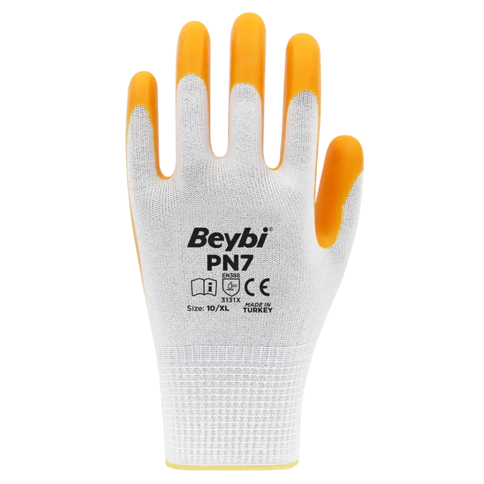 Beybi PN7 Naylon Nitril Eldiven Sarı No: 9 (288 Çift)