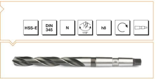 MTE Makina Takım HSS-E DIN 345 Mors Konik Saplı Matkap Ucu 47 mm B00008634700