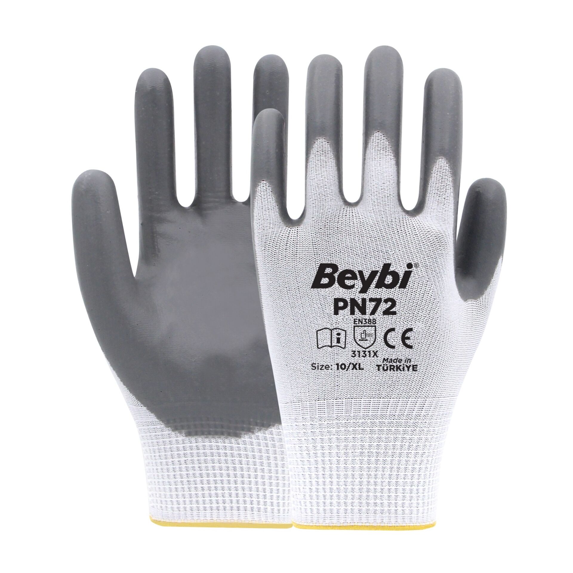 Beybi Pn72 Naylon Nitril Eldiven Gri No: 10