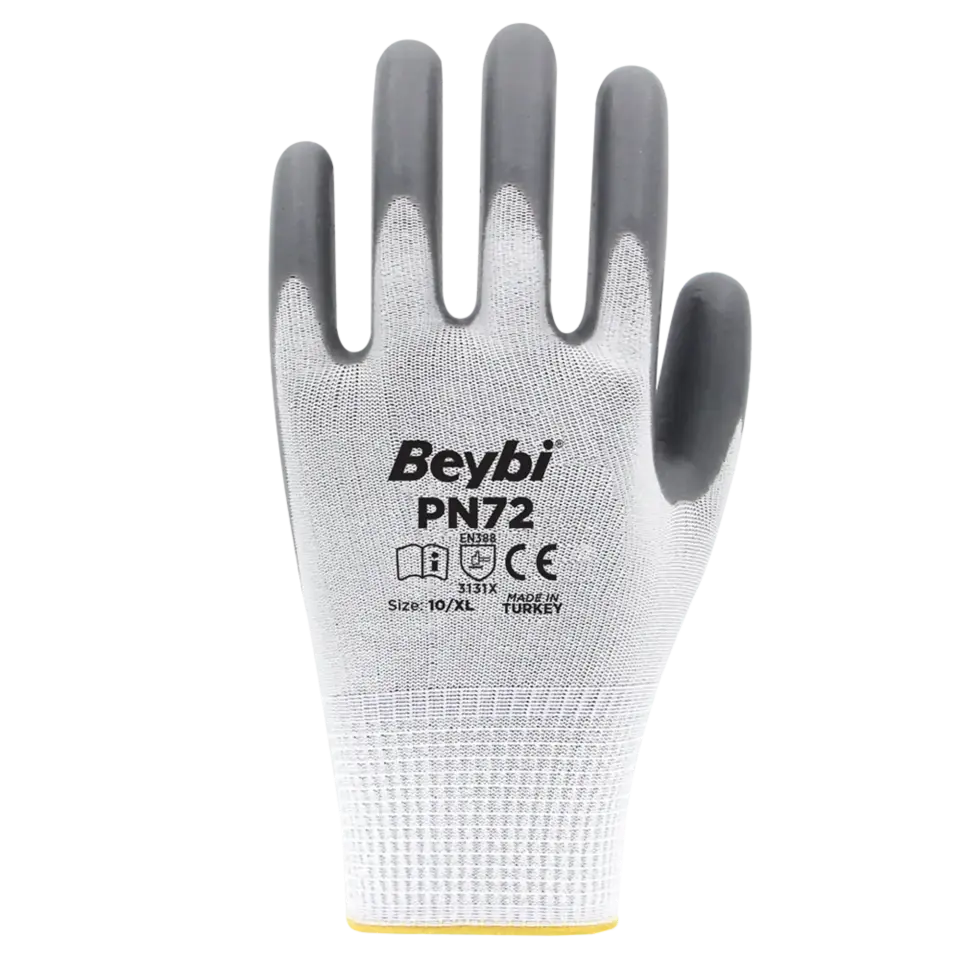 Beybi Pn72 Naylon Nitril Eldiven Gri No: 10