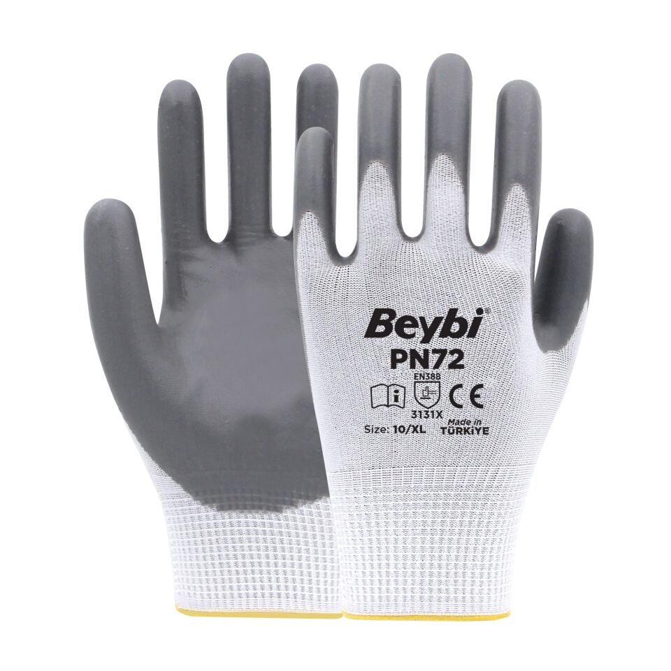 Beybi Pn72 Naylon Nitril Eldiven Gri No: 9
