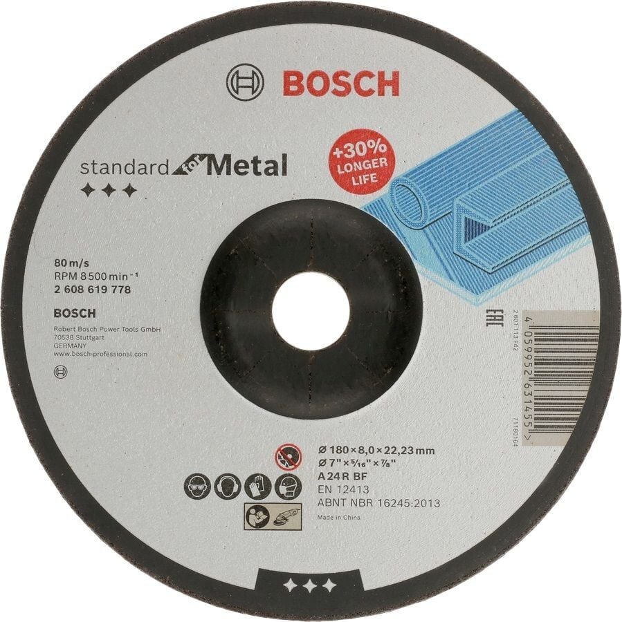 Bosch 180x8.0x22.23 mm Standart For Metal Bombeli Taşlama Diski 2608619778