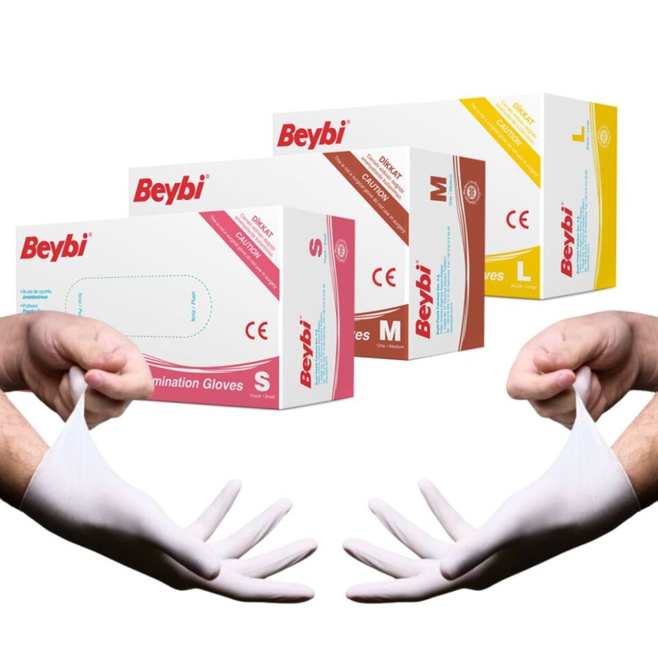 Beybi Pudrasız Lateks Muayene Eldiveni S