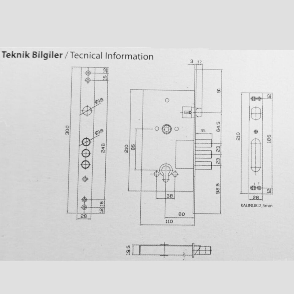 Yuma Monoblok Çelik Kapı Kilidi Ym-7660 Barelsiz