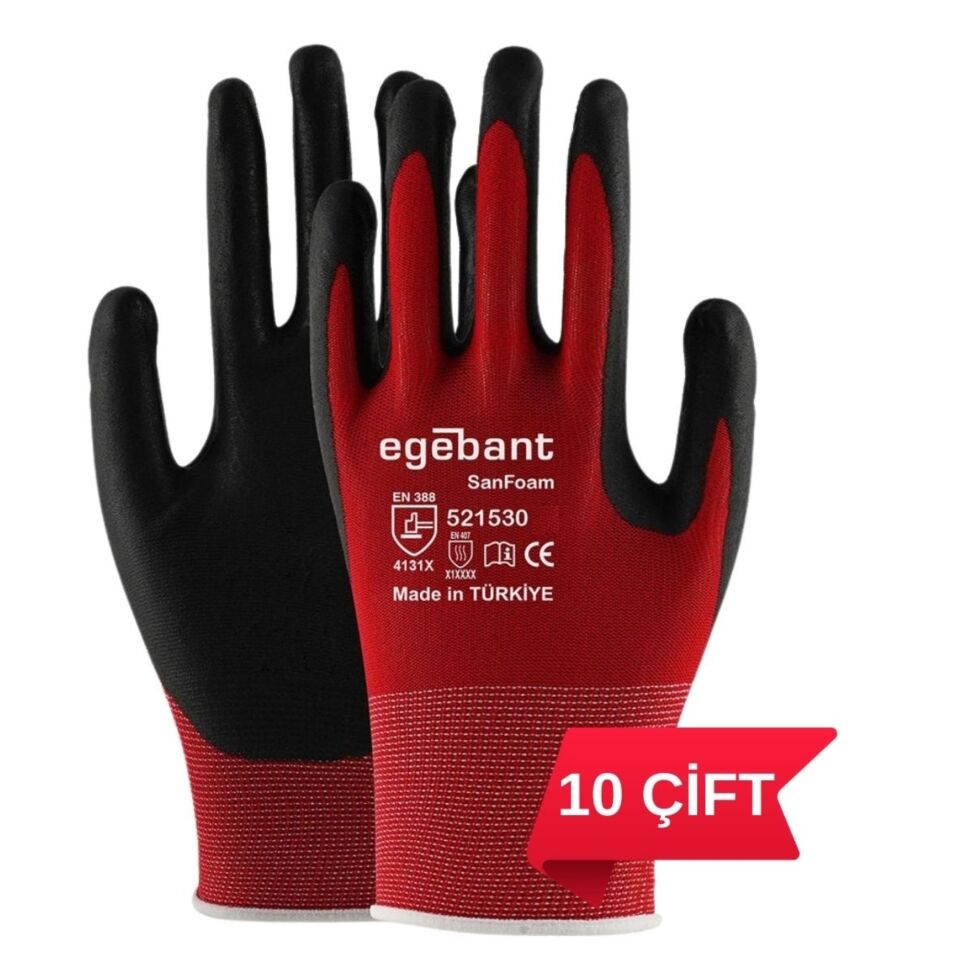 Egebant 521530 Nitril Eldiven Kırmızı-siyah No:10