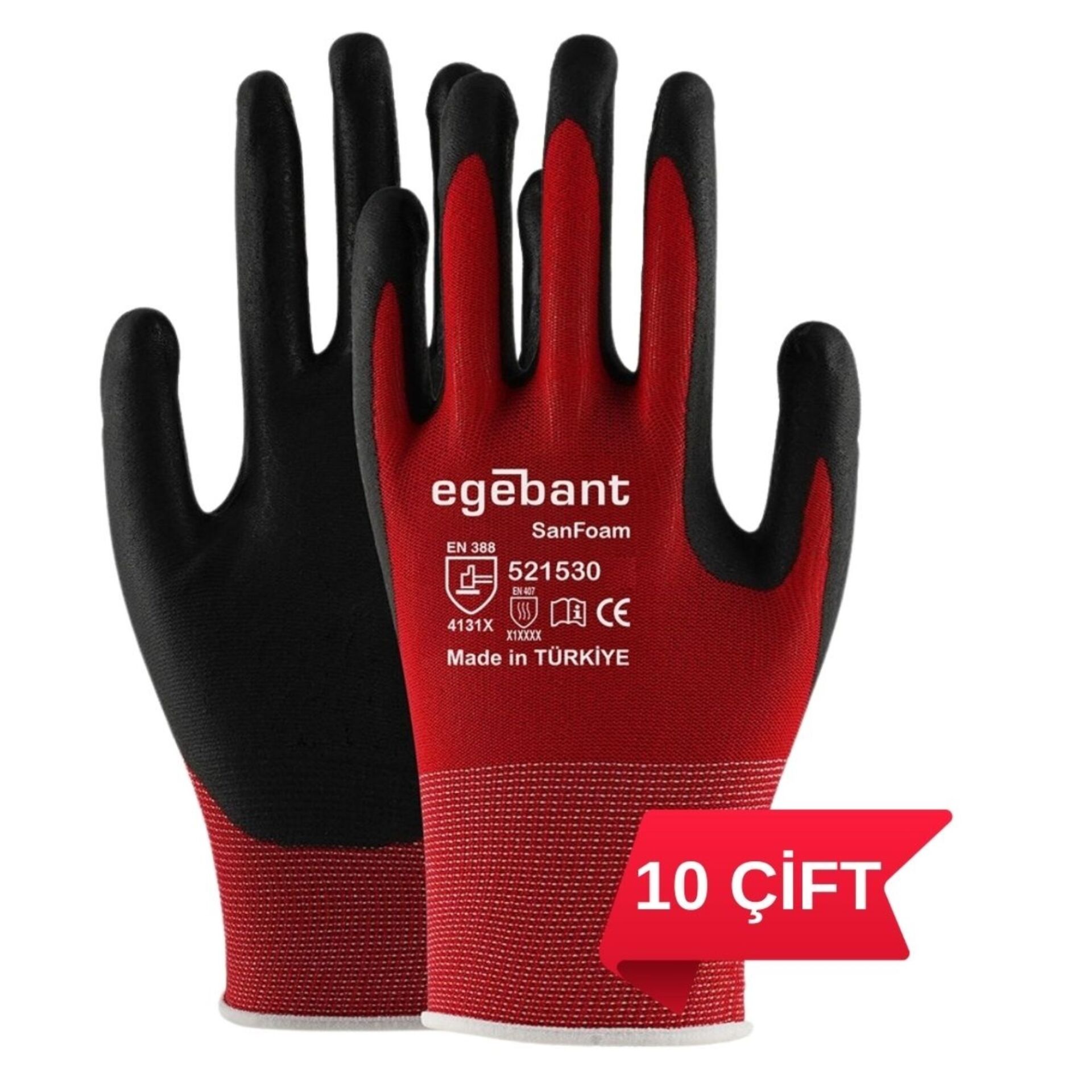 Egebant 521530 Nitril Eldiven Kırmızı-siyah No:8