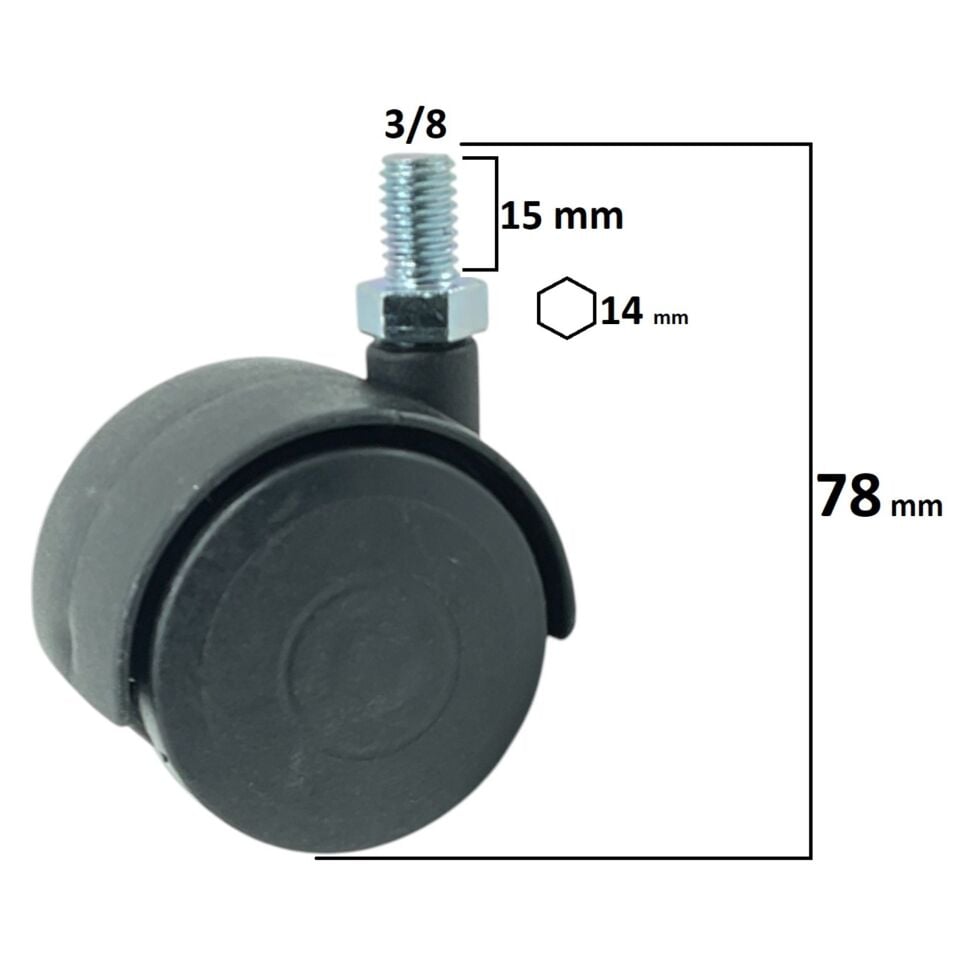 Civatalı Teker 50x20 Siyah