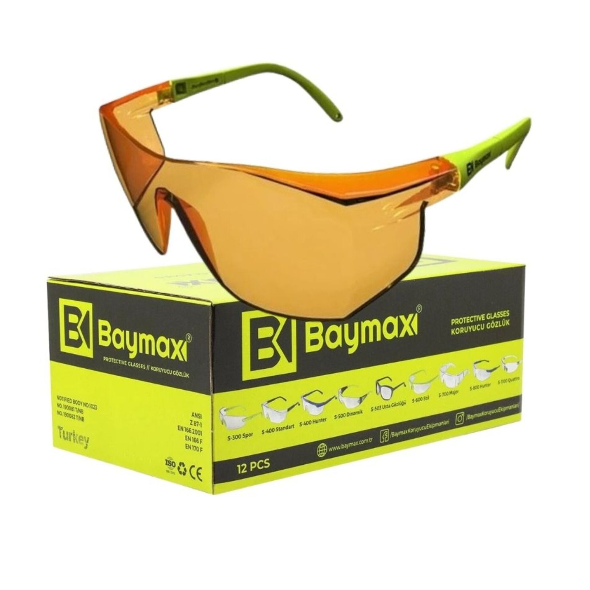 Baymax Koruyucu Gözlük Sarı S-400 (çapak)