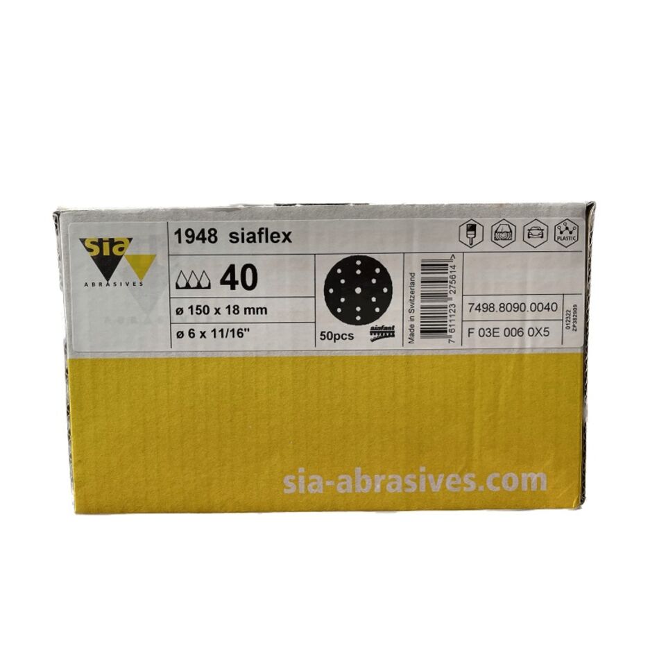 Sia 1948 Hookıt 7 Delik Zımpara 150 Mm 40 Kum