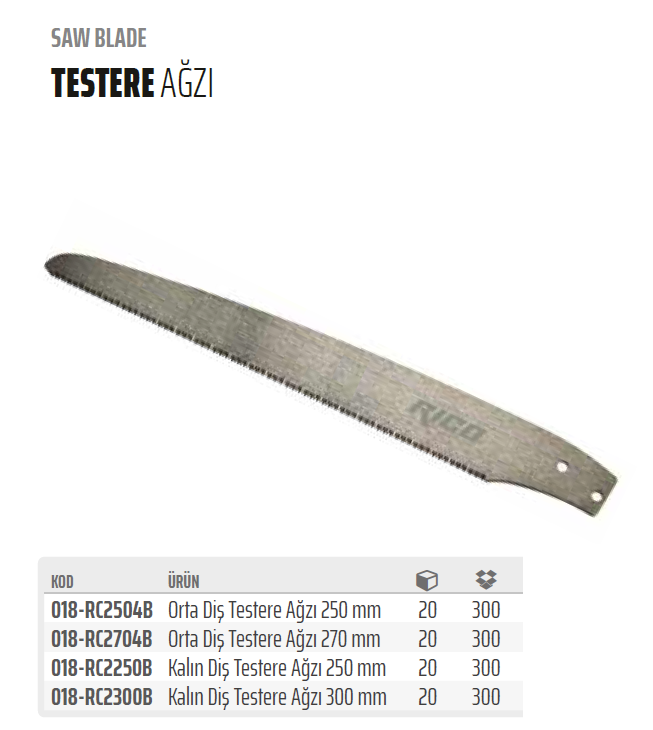 Rico Kalın Diş 300 mm Testere Yedek Ağzı - 018-RC2300B