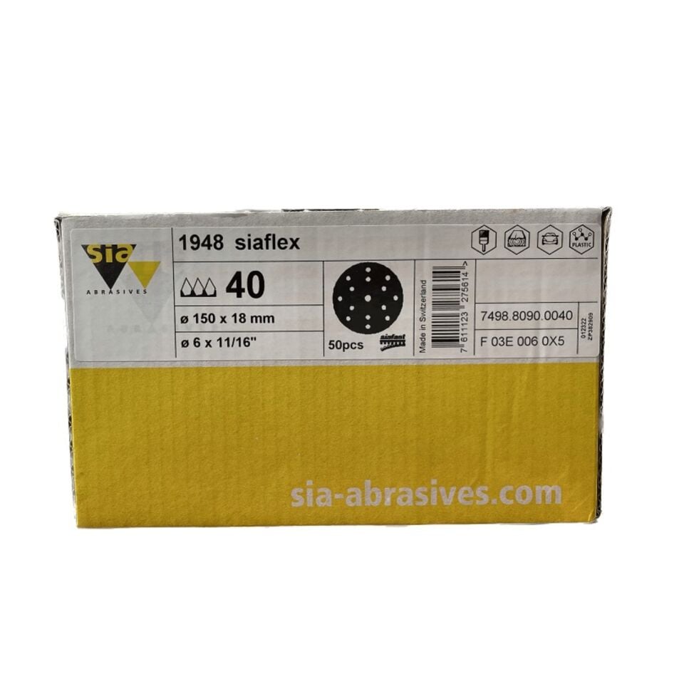 Sia 1948 Hookıt 7 Delik Zımpara 150 MM 40 Kum (50 Adet)
